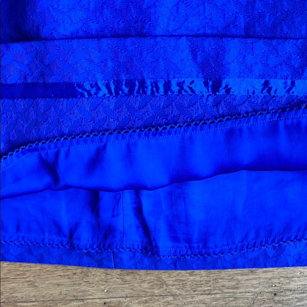 Blue Anthropologie Dress, flattering waistline, textured fabric, pockets! - Picture 5 of 9